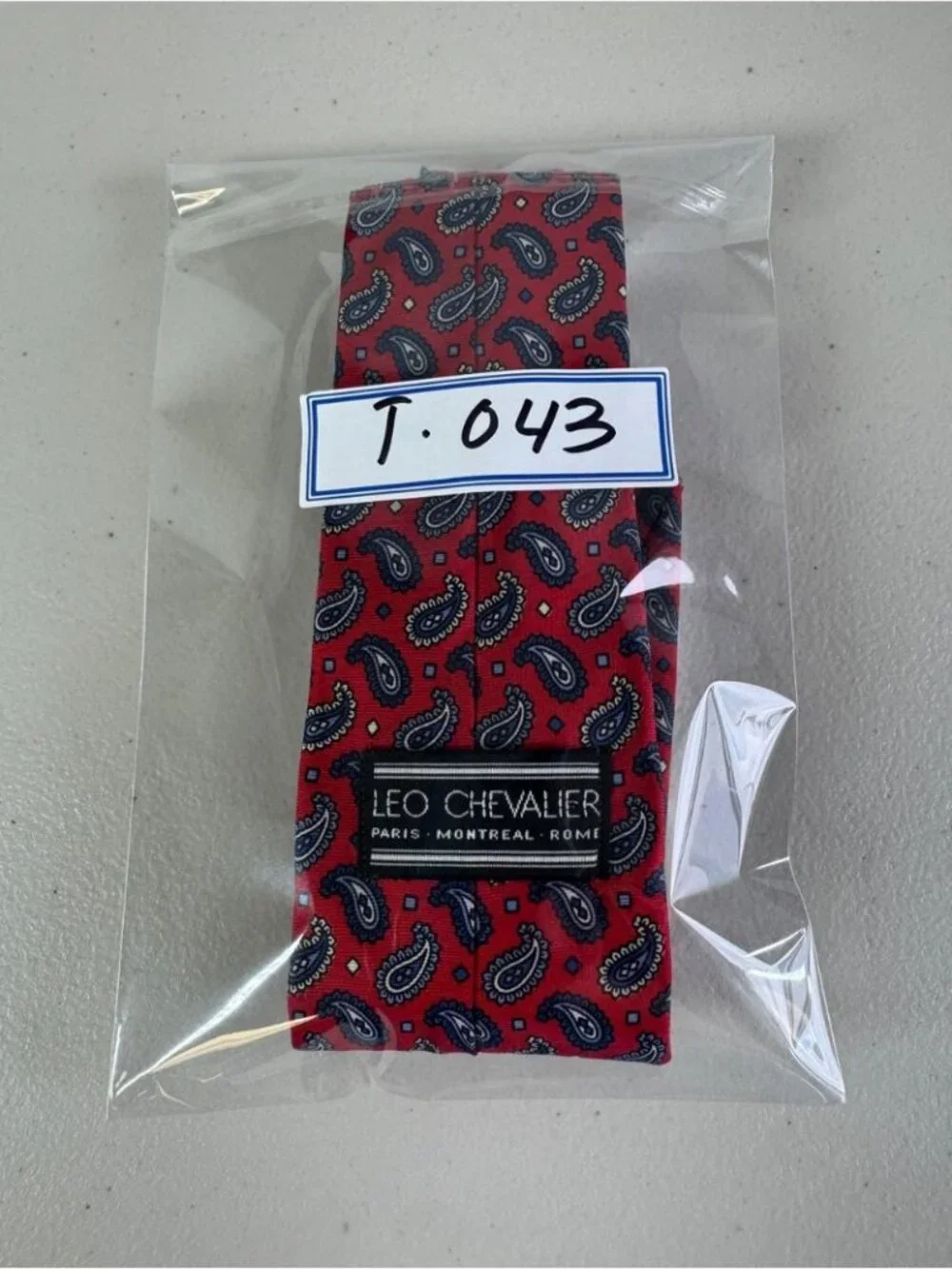 Leo Chevalier Red Paisley Silk Tie Classic Business Wedding Designer Necktie